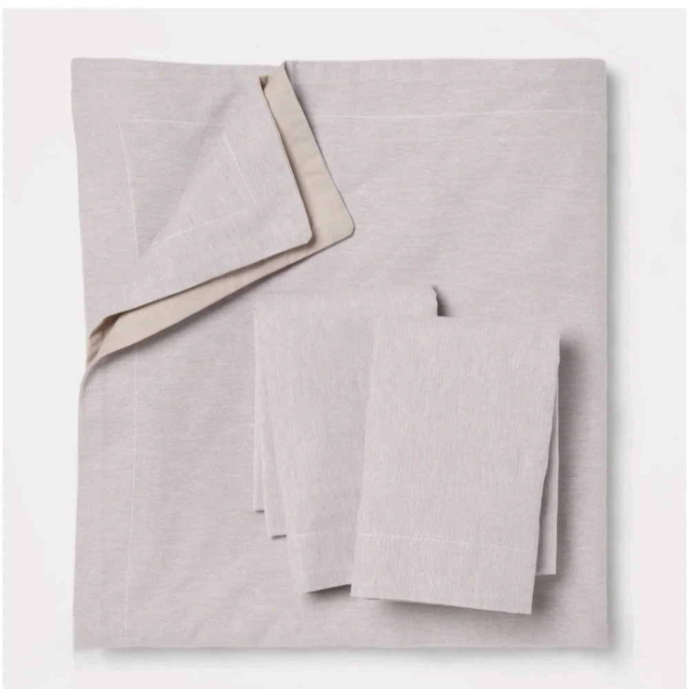 Threshold King Cotton Linen Chambray Duvet Cover & Sham Set Light Gray